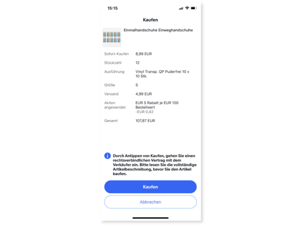 Mengenrabatt-Aktion Screenshot mobile