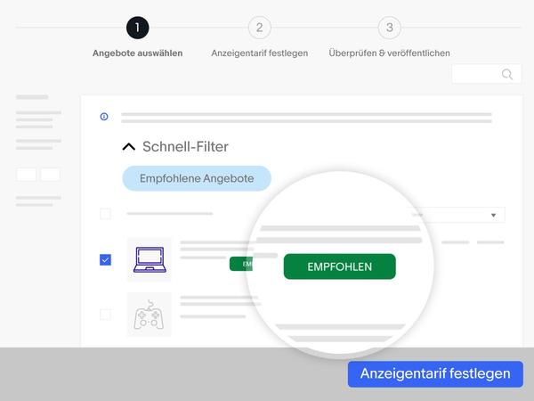 Anzeigen: Screenshot empfohlene Angebote