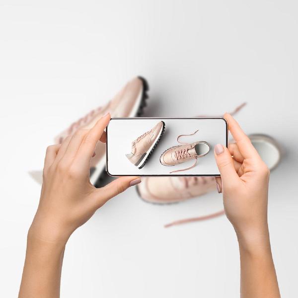 Taking photo of shoes with a cell phone