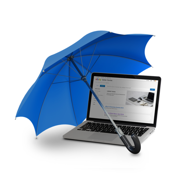 Graphic of an umbrella protecting a laptop