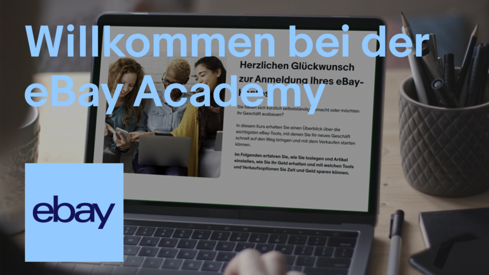 Laptop-Bildschim mit eBay Academy