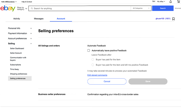 Selling preferences