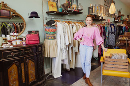 woman standing in vintage shop