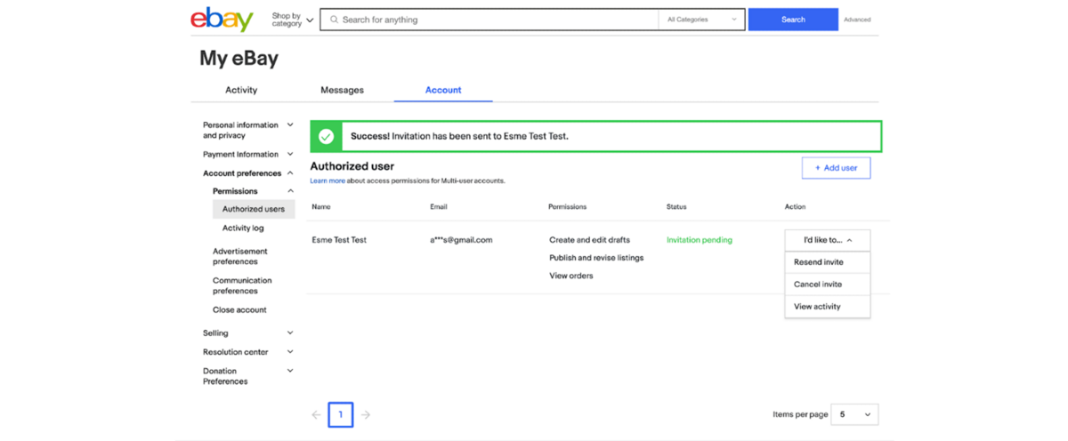 Screenshot of accessing permissions for multi-user accounts