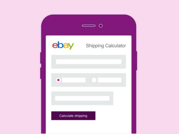 Shipping calculator on mobile phone graphic