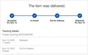 tracking package screenshot