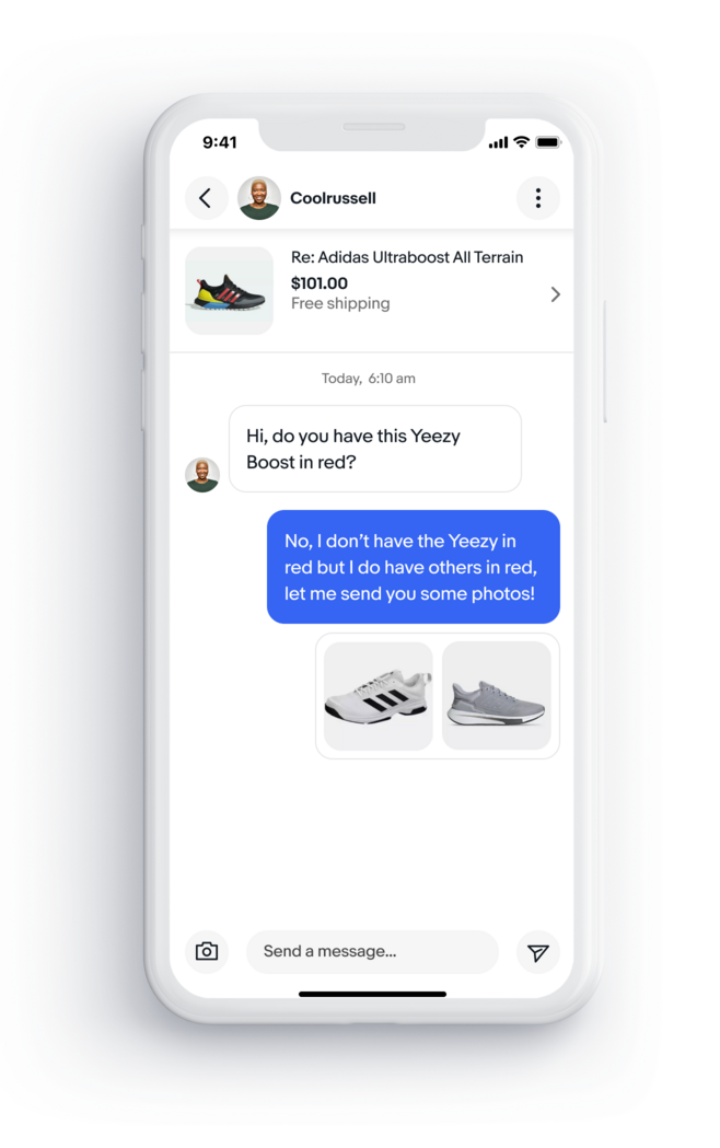 Screenshot of a conversation with a buyer in the new messaging experience on a mobile device.