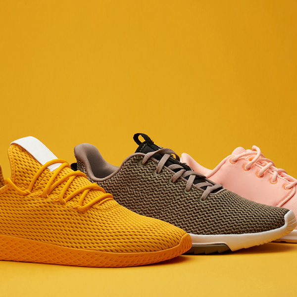 Photo of sneakers against a yellow background