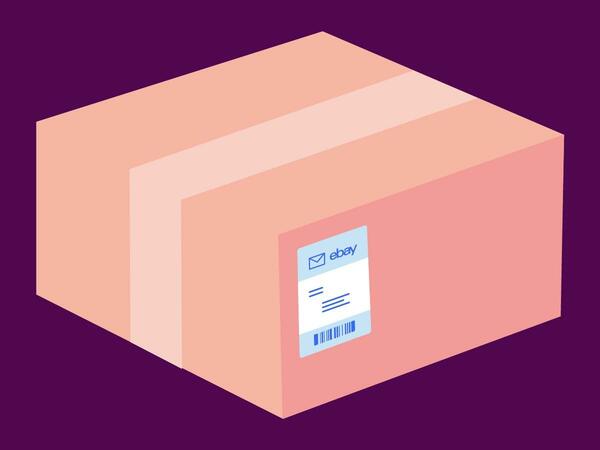 box with eBay shipping label