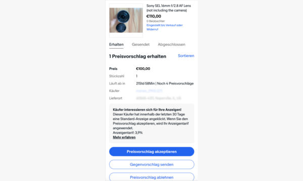 Screenshot: Preisvorschlag - Anzeigen Standard