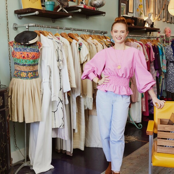 woman standing in vintage shop