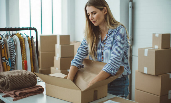 woman packing a box