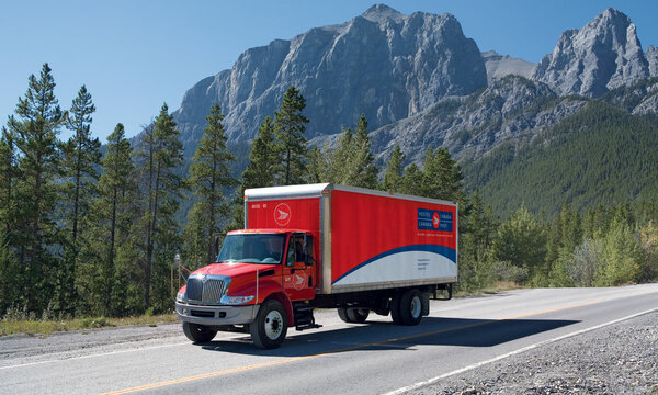 Canada Post truck on a mountain