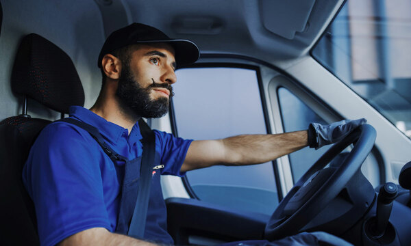 Delivery driver in a truck