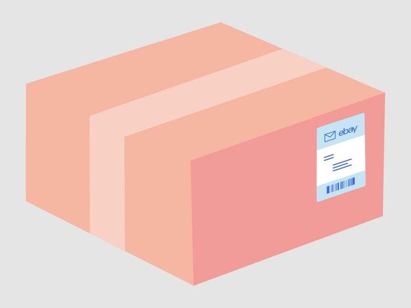 box with eBay shipping label