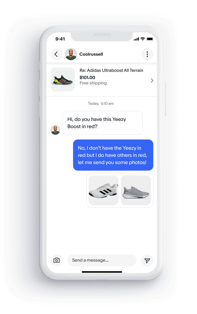 Screenshot of a conversation with a buyer in the new messaging experience on a mobile device.