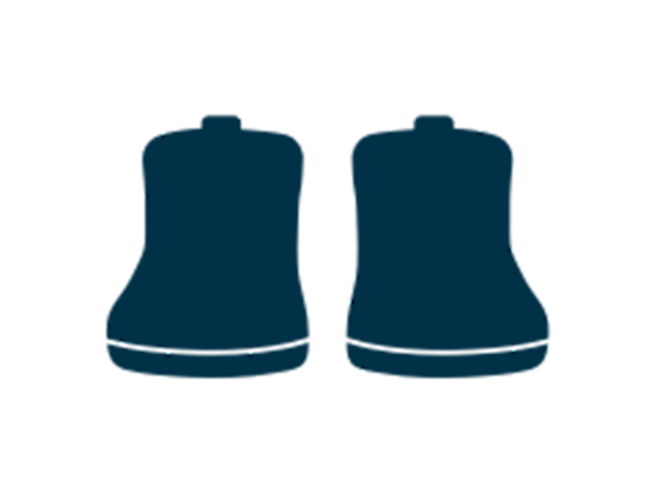 A blue outline of the back of a right and left sneaker.