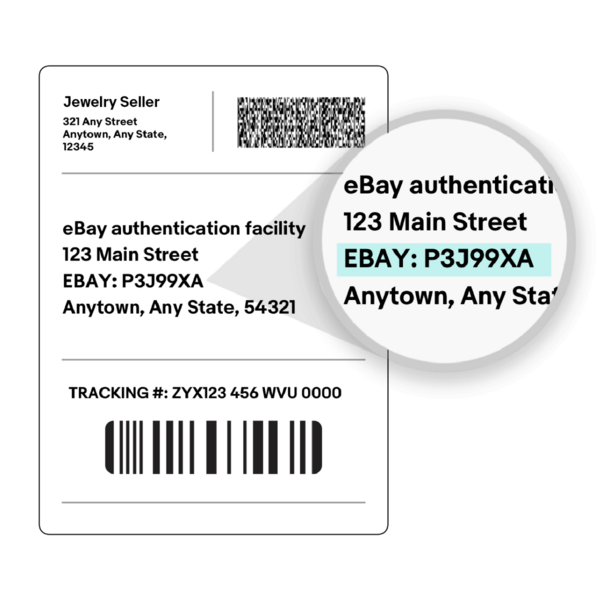 Shipping label with inset image of an address for eBay