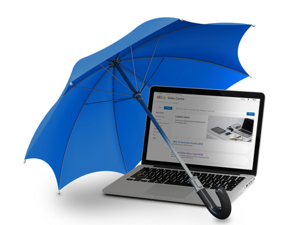 Regenschirm über Laptop aufgespannt