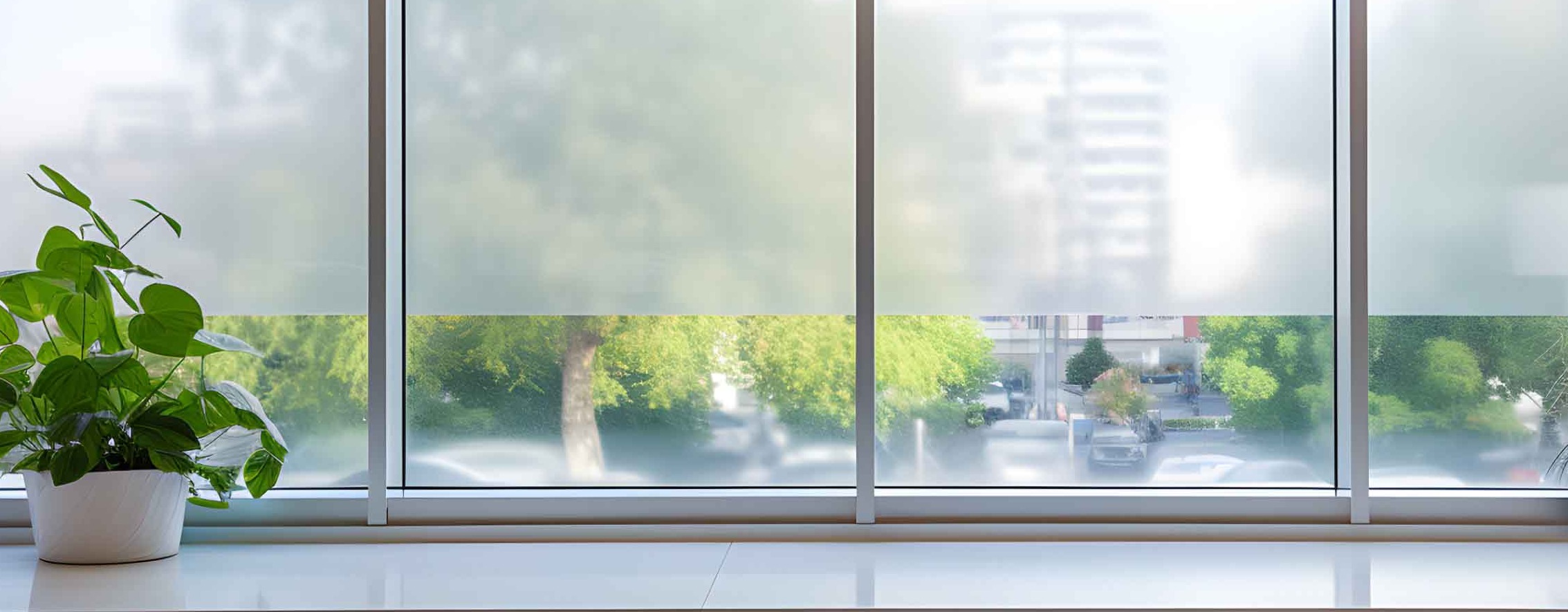 Eine Nahaufnahme eines Fensters mit einer dicken Glasurschicht, die die Sicht beeinträchtigt.